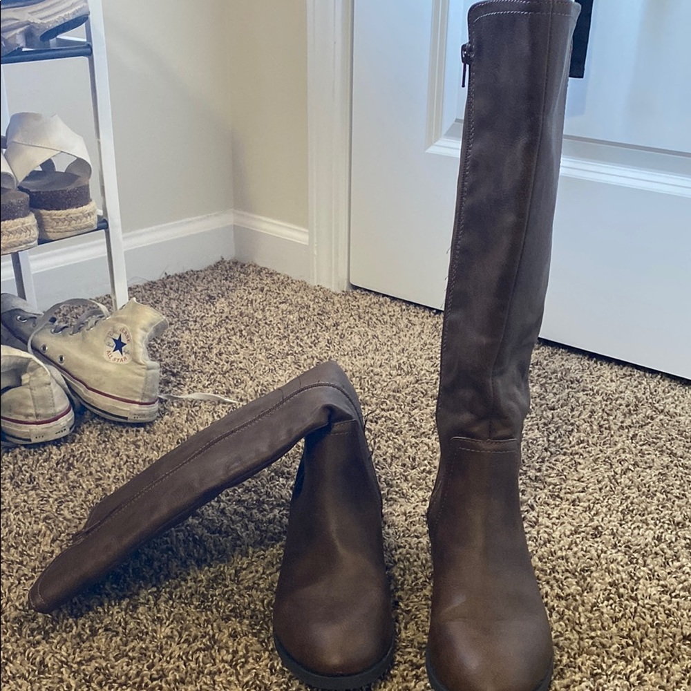 Brown Calf-High Boots
